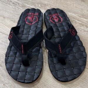 Volcom Hawai’i Black Sandals with Red Accents